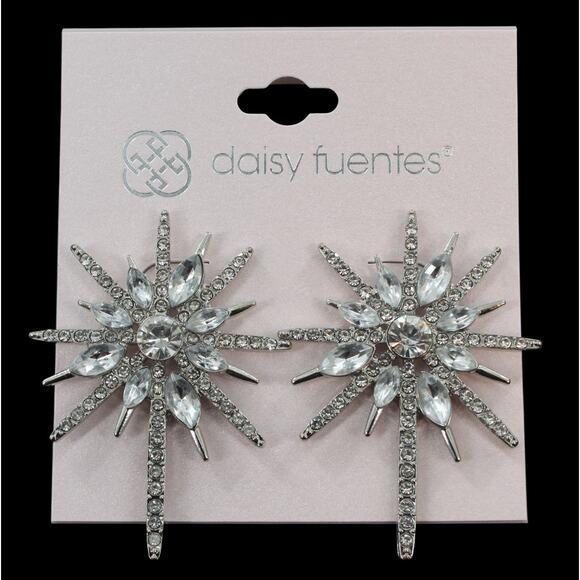 Daisy Fuentes Jewelry - Daisy Fuentes Silver Rhinestone Luxury Post Earrings #DF1